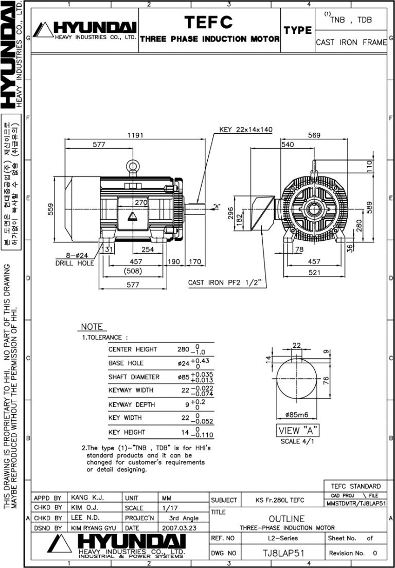 280L B3 4P용 전동기(HORIZONTAL MOTOR)